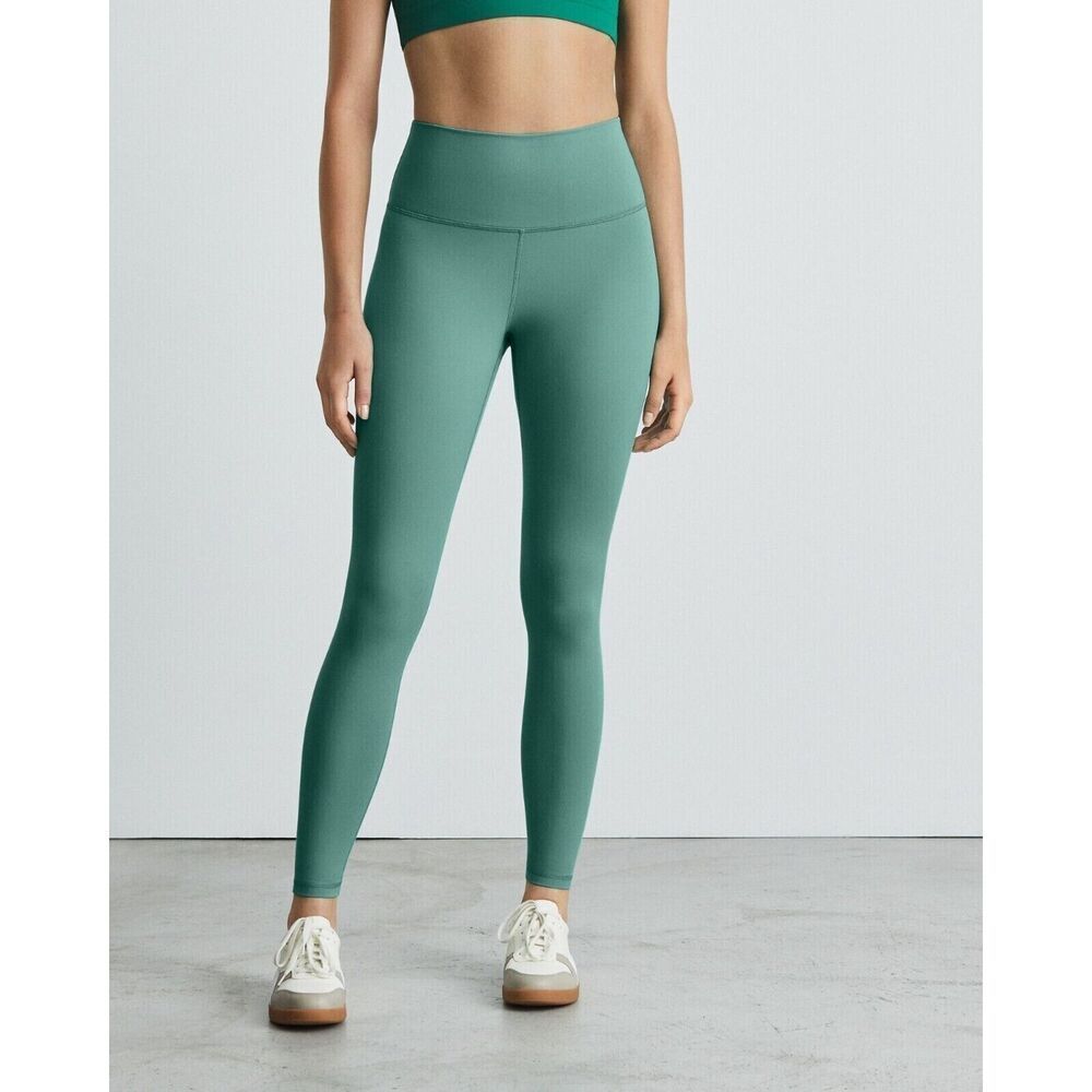EVERLANE Perform 24/7 Legging L ANKLE 25" Dark Mint Green Stretch Athletic B23